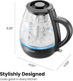 Chefman Electric Kettle with Tea Infuser, 1.7L 1500W, Removable Lid for Easy Cleaning, Boil-Dry Protection, Stainless Steel Filter, BPA Free, Auto Shut Off Hot Water Boiler, Glass Electric Tea Kettle