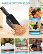 2 Cup Dog Food Scoop(2 Pack), Plastic Pet Food Scoop with Measuring Lines for Accurate Pet Food Portions,Dishwasher Safe (Black)