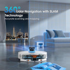 Robot Vacuum and Mop Combo, 3-in-1 Robotic Vacuums Cleaner with 70-Day Self-Emptying Base, LiDAR Navigation Smart Mapping & Strong 6000Pa Suction, for Pet Hair, Hard Floor, Carpet