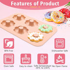 3 Pack Silicone Donut Pan, Non-stick Doughnut Molds for Baking, 6 Cavity Donut Maker Muffin Cupcake Bagel Making Tray (Gray, Pink, Blue)