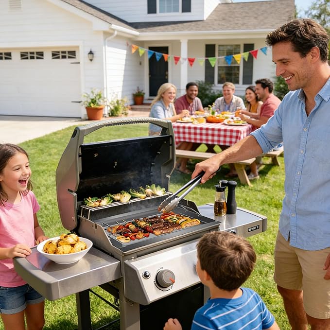 Spirit E-325 Flat Top Griddle Insert for Weber GS4 Spirit II & I 200 Grills, Full Size Griddle Plate for Weber Spirit E-210 S210 E-220 S-220 S-210 S-215 Grill Parts, for Weber 7637 Grates Carbon Steel