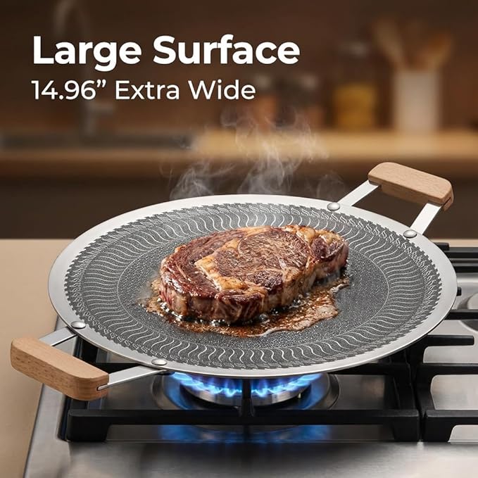 Nonstick Stainless Steel Cookware, Griddle Pan with PFAS-Free PURELYSEAR Ceramic Technology, Scratch Proof, Cool Grip Handles, Dishwasher Safe