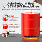 Vsitoo S3 Plus 14oz Heated Coffee Mug - Temperature Control Smart Mug with Mug Warmer, Auto-Sensing AI Heats Drinks to 120-150°F Hands-Free.Ideal for Home/Office/Gifts，Red