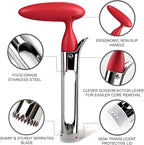 Premium Apple Corer Tool - Ergonomic Non-Slip Handle and Sharp Serrated Blades, Food-Grade Stainless Steel Fruit Core Remover, Kitchen tools for Apples, Pears, Bell Peppers and More, Red