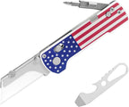 OKNIFE U1 Pro Multitool Folding Utility Knife with Folding Screwdriver, Quick Change Blade Utility Knife, Rail Lock & Pocket Clip for Men Women (Stars&Stripes)