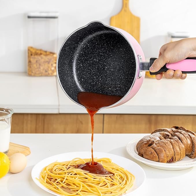 Nonstick Saucepan Set with Lid, Non Stick 1Qt & 2Qt & 3Qt Sauce Pan Set with Glass Lid Small Pot for Home Kitchen