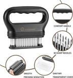 JY COOKMENT Meat Tenderizer Tool with 48 Stainless Steel Ultra Sharp Needle Blades, Kitchen Cooking Tool Best For Tenderizing, BBQ, Marinade
