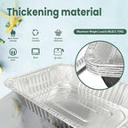 YLT WAX 9x13 Disposable Aluminum Foil Pans with Clear Lids (10 Pack), Durable Half Size Deep Extra Heavy Duty Food Containers for Baking, Cooking, Roasting, Heating or Steam Table