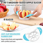 SCHVUBENR 3.5 Inch Apple Slicer - Professional Apple Cutter - Stainless Steel Apple Corer - Super Sharp Apple Slicer and Corer - Apple Tool with 8 Sharp Blades(Blue)