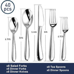 STILLOYE Heavy Duty Silverware Set for 8, 40 Piece Premium Stainless Steel Flatware Utensils Cutlery Set Including Steak Knife Fork and Spoon, Dishwasher Safe, Gift Package for Wedding Housewarming