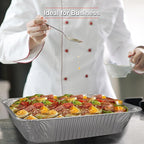 GrillChef Aluminum Foil Pans with Lids, Disposable 9x13 Baking Pans, 25 Pack Tin Foil Holders Half Size for Cake, Steam Table, Cooking, Heating, Storing, Aluminum Trays Heavy Duty
