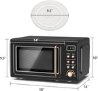 Moccha Retro Microwave, 0.7Cu.ft Compact Microwave, 700-Watt Countertop Microwave Ovens w/5 Micro Power, Delayed Start Function, LED Display, Child Lock, Small Microwave (Black)