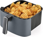 TRU 6-Quart Digital Air Fryer by Select Brands - Family Size, One-Touch Control, 8 Presets - Air Fry Chicken, Meat, Veggies, Fries - Nonstick Pot and Crisping Tray, Auto Shut Off, Matte Gray