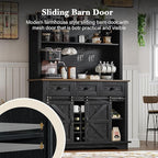 63 Inch Tall Coffee Bar Cabinet with 3-Tier, Kitchen Hutch with 3 Large Drawers, Farmhouse Coffee Bar with 9 Wine Racks & 3 Glass Holders, Wine Storage Cabinet for Living Dining Room, Black