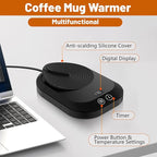 Mug Warmer, Coffee Warmer for Desk Auto Shut Off, Coffee Mug Warmer with 3 Temperature Settings, Coffee Warmer with Anti-Scalding Silicone, Mug Warmer for Desk with Digital Display, Coffee Gifts