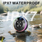 Bluetooth Speaker, Shower Speaker Portable with Hook, IPX7 Waterproof Bluetooth Speakers with Suction Cup, Digital/Time Display, Crystal Sound, Small Wireless Speakers for Outdoor Bathroom Gifts,Black