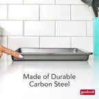 GoodCook PRO Medium Baking Sheet Pan Nonstick Warp & Scratch-Resistant Dishwasher-Safe Carbon Steel Construction for Even Baking Oven Safe to 480°F, 10 x 15-Inch, Gray