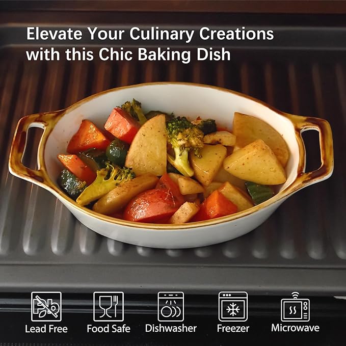 Versatile Au Gratin Baking Dish & Small Pie Pans Set – Perfect for Oven-to-Table Cooking | Ideal for Au Gratin, Pot Pies, Tarts & More | Sturdy Ceramic for Even Heating | Easy-to-Clean Non-Stick Surf