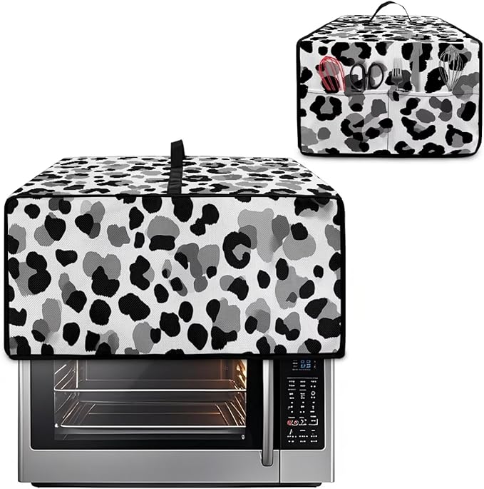 Leopard Print Toaster Oven Dust Cover, Heat-Resistant Case for Toaster Oven, Heavy Duty Washable Dust Cover Fit Most Small Appliance, (Medium-16.1*19.71*10 inches)