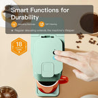 Tastyle Mini Hot and Iced Coffee Maker Single Serve, for K Cup and Ground, 6 to 14 Oz Brew Sizes, with Recipe Book, for Home, Travel, RV, Office and Dorm, Mint