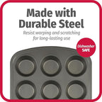 GoodCook Everyday Nonstick Steel Muffin Pan, 12 cup, Gray