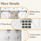 72" Farmhosue Coffee Bar Cabinet with Storage Shelves and 3 Drawers, Kitchen Hutch Storage Cabinet with Sliding Barn Door & Wine Racks & Wine Glass Holder, Bar Cabinets for Home/Living Room, White