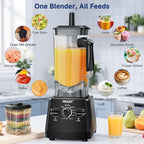 Blender Smoothies, 102oz Large Capacity Kitchen Blender, 1000Watts Motor, 2-in-1 Professional Countertop Blenders and Grinder Combo Frozen Fruit, Ice Crush, Nuts, BPA-Free - Black