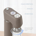 Home Sparkling Water Soda Maker with 2 BPA-Free Bottles (1L + 0.5L) - Carbonated Water Seltzer Fizzy Drink Machine, Compatible with Screw-In 60L CO2 Carbonator (Not Included), Gray
