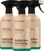 ATTITUDE Kitchen Cleaner Spray, Natural Origin Ingredients, EWG Verified, Cleans and Degreases, Streak-Less, Lavender & Rosemary, 26 Fl Oz (Pack of 3)