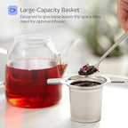 Stainless Steel Tea Infuser for Loose Leaf Tea – Extra Fine Mesh Strainer with Heat Proof Double Handles & Lid, Reusable Filter Fits Mugs, Cups & Teapots, Gray