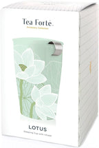 Tea Forte Double-Walled Ceramic Kati Cup, Removable Stainless Steel Infuser Basket and Lid, Steeps 12 oz Loose Leaf Tea, Dishwasher & Microwave Safe, Gifts for Mom, Lotus Blossom