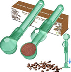 Coffee Scoop with Funnel for Ground Coffee, Protein Powder & Tea, for Reusable K Cup Refiller, 2TBSP Mess-Free, Funnel Design Prevents Spills (Translucent Green, 2-Pack)