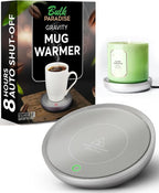 Coffee Mug Warmer with Auto Shut-Off – Compact 17W Cup Warmer for Desk with Gravity Switch – Electric Candle Warmer Plate for Jar Candles – Keeps Coffee, Tea & Drinks Warm – Safe & Durable (Silver)