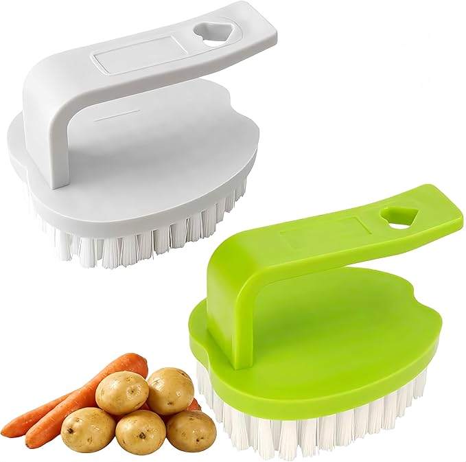Vegetable Scrubber Brush- 2 Pack Fruit and Vegetable Brushes,Vegetable Brush Scrubber for Food,Veggie Wash Brush with Stiff Bristles Vegetable Cleaner Brush for Fruits,Potatoes,Carrots & More