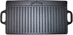 Jim Beam Pre Seasoned Heavy Duty Construction Double Sided Cast Iron Griddle Pan with Superior Heat Retention, 20"x1"x9", Black (JB0168)