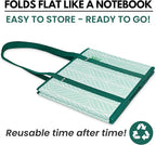 Reusable Grocery Bags (3 Pack) – Heavy Duty Reusable Shopping Bags for Groceries with Box Shape to Stand Up, Stay Open, Fold Flat – Large Tote-Bag is Foldable with Long Handles & Hard Bottom (Green)
