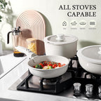 GiPP Non Stick Frying Pans Set Removable Handle, Oven Safe Nonstick Fry Pan Skillets with Detachable Handle, Granite Coating Healthy Cooking Compatible with All Stovetops, PFOA Free, RV Cookware set