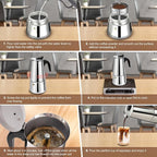 12 Cup Stovetop Espresso Maker Stainless Steel Moka Pot Stove Top Percolator Italian Coffee Makers Capable Mocha Greca Machine Cafe Classic Induction Cookers for Home and Camping 600ml 20oz
