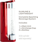 Twenty39 qarbo CLASSIC Sparkling Water Maker Machine - Soda Beverage Carbonator for Home, Seltzer & Carbonated Beverage Dispenser, Water Carbonation Fizz Maker (Metallic Red)