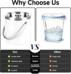 3L Double-Wall Insulated Stainless Steel White Ice Bucket with Scoop for Cocktail Bar - Metal Ice Bucket for Freezer with Lid for Parties,Camping,and More!Champagne Bucket,bar cart Accessories