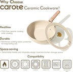 CAROTE 22PCS Pots and Pans set Non Stick, Ceramic Cookware Set, RV Kitchen Cooking Set Removable Handles, Oven Safe, Induction Coolware, Non-toxic Kitchen Cooking Set, PFAS and PFOA Free