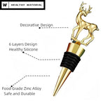 Decorative Deer Wine Stopper,Cool Wine Bottle Stoppers for Glass Bottles,Crystal Bottle Stopper Fits Standard Bottles,Fancy Decors Wine Tools (Golden Deer)