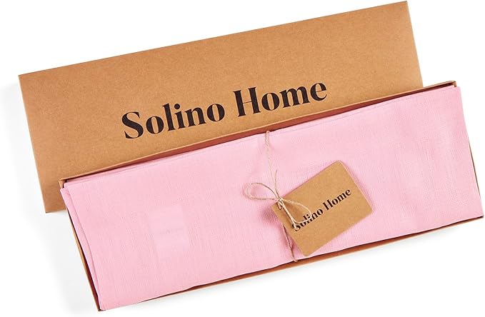 Solino Home Linen Placemats Set of 4 - Pink Lemonade Placemats 14 x 19 Inch - 100% Pure Linen Table Place Mats for Valentines - Fete