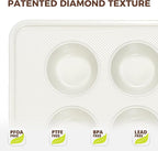 HONGBAKE 2 Pack Nonstick Ceramic Muffin Pan, 12 Cup Muffin tin for Baking, Non-toxic Cupcake Pan, Heavy-duty Aluminized Steel Cupcake Tray with Diamond Texture, Easy To Clean (Cream, 2PCS)