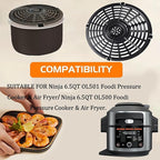 6.5QT Air Fryer Crisper Tray for 6.5QT Ninja OL500 OL501 Foodi Pressure Cooker & Air Fryers, Upgraded Grill Grate Pan Crisper Plate Rack Grid Shelf for Ninja 6.5QT Air Fryer, Dishwasher Safe