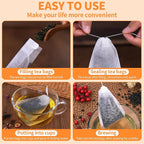 TamBee 100 Pack Disposable Tea Filter Bags Tea infusers 4" x 6" Empty Muslin Drawstring Seal Filter Tea Bags Drawstring Herb Loose Tea bag for Brew Tea Cold Brew Coffee（4" x 6" /10 x 15cm）