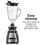 Hamilton Beach Power Elite Wave Action Blender For Smoothies, 40 Oz Glass Jar, 12 Functions Including Puree, Crush Ice, 700 Watts - Black (58148A)