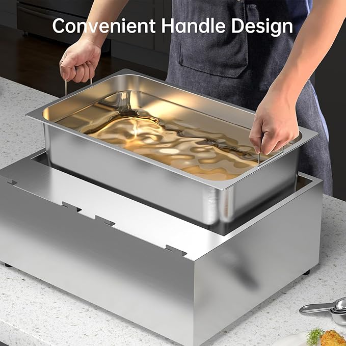TANGME Commercial Deep Fryer, 3400w Electric Countertop Fryer with 3 Baskets, 22L/23.25Qt 1mm Thickened Stainless Steel Oil Fryer with Temperature Limiter for Restaurant, UL Certified