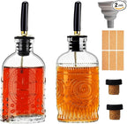 gegewawa Glass Coffee Syrup Dispenser Bottles Set 2 Pack 7 OZ, Simple Syrup Bottles with Metal Pour Spout, Syrup Dispenser for Coffee Bar Accessories for Maple Honey Syrup Oil and Sauces
