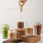 Mini & Mighty Milk Frother Wand – Powerful Handheld Coffee Frother, Battery Operated Drink Mixer – Compact Pocket Size – Detachable Whisk for Latte, Cappuccino, Matcha, Hot Chocolate – Gold